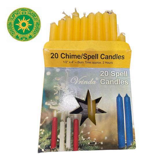 BOX OF 20 CANDLES 4" YELLOW