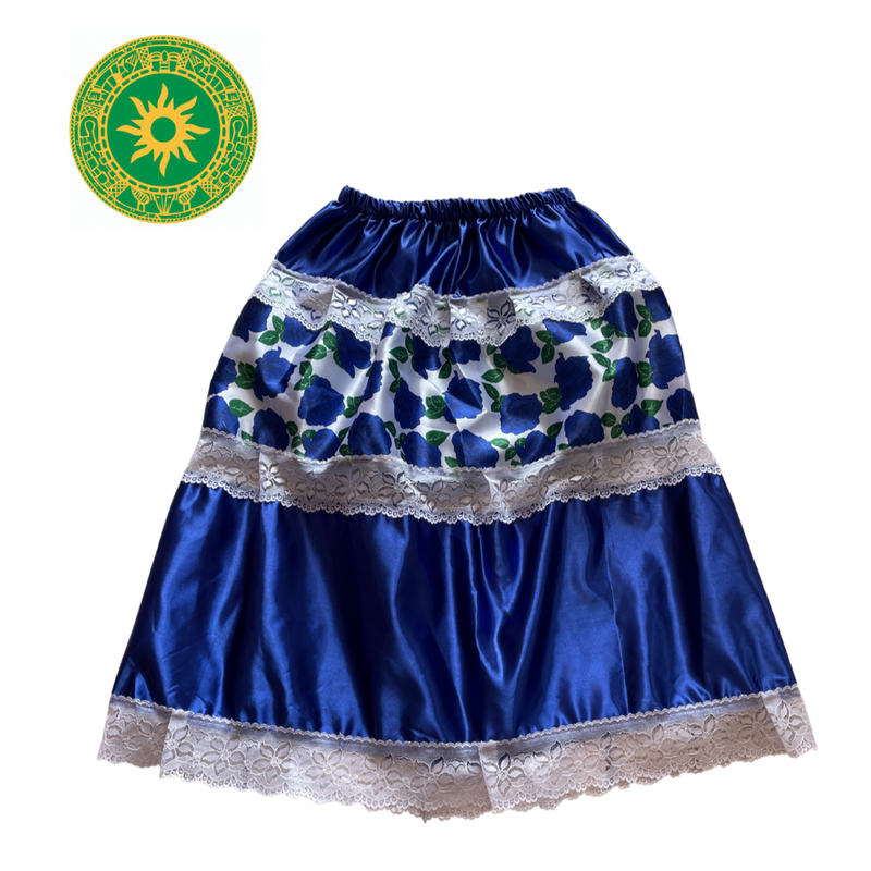 SAYA AZUL CON FLORES HORIZONTAL