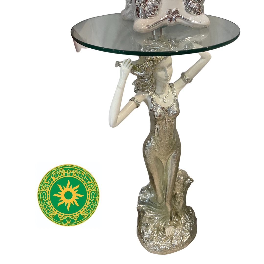 WOMAN PEDESTAL WITH GLASS