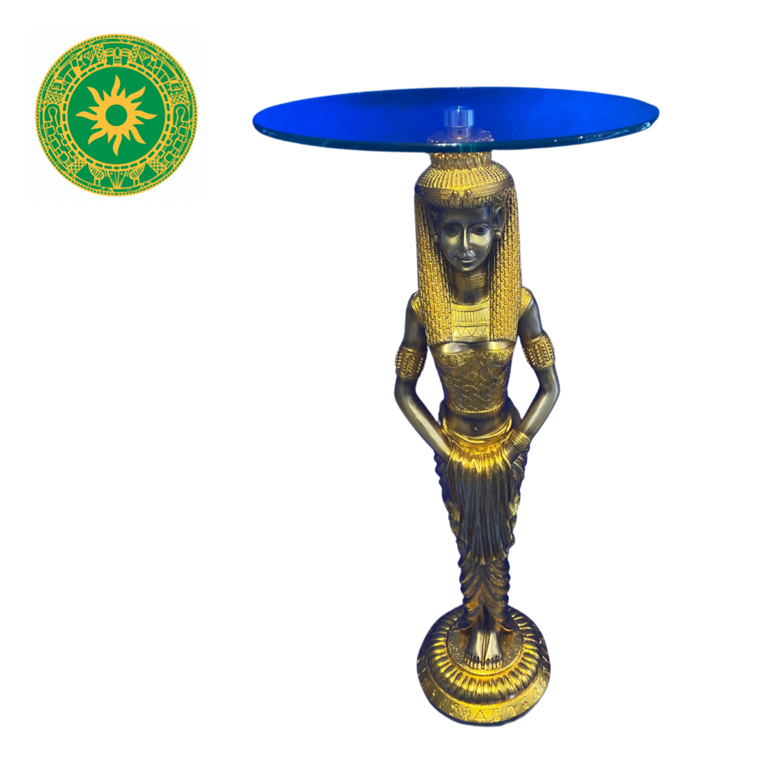 WOMAN PEDESTAL WITH GLASS 41"