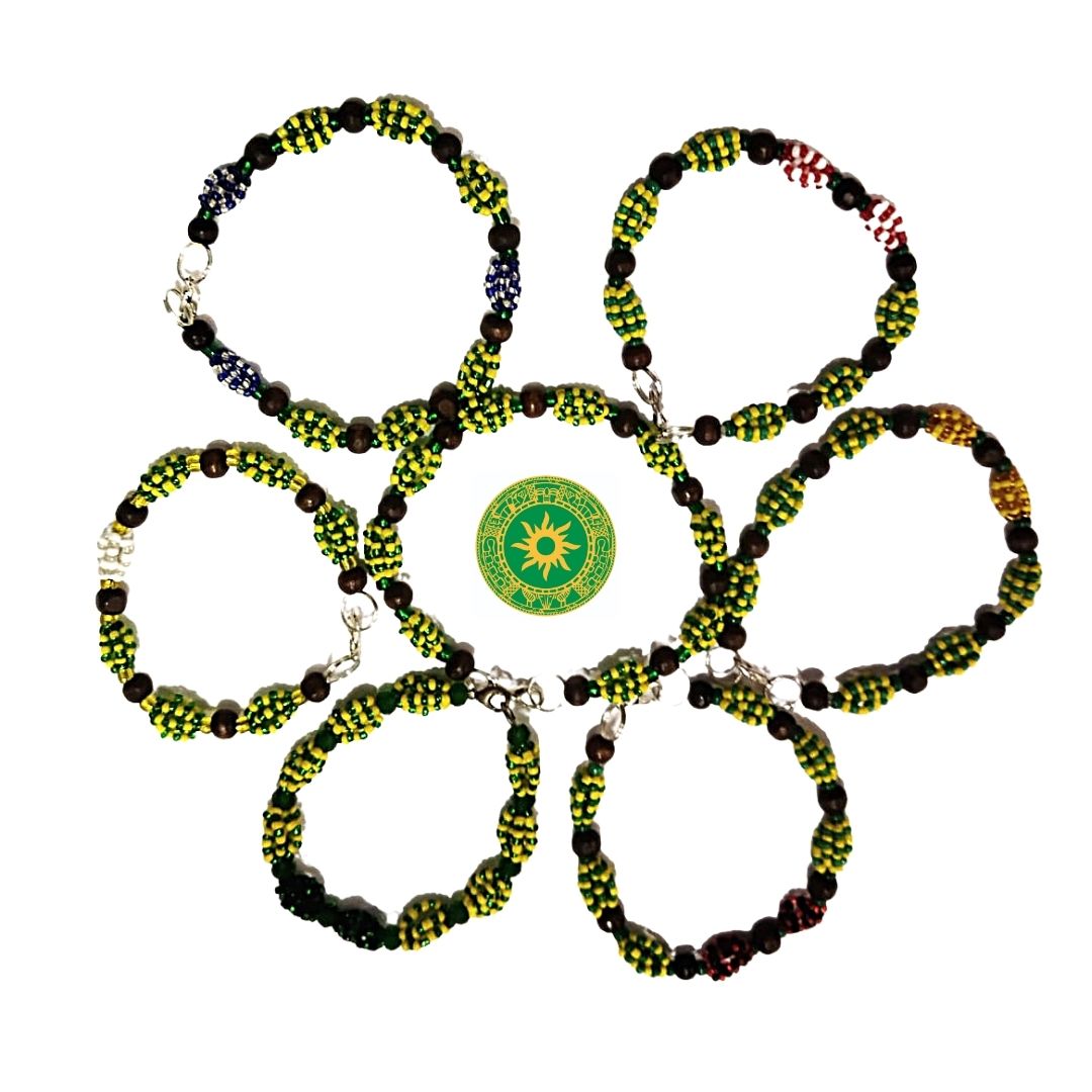 Orula Image Ilde of Orula with Paths of the Orishas - Ifá Bracelet with Natural Wo ...