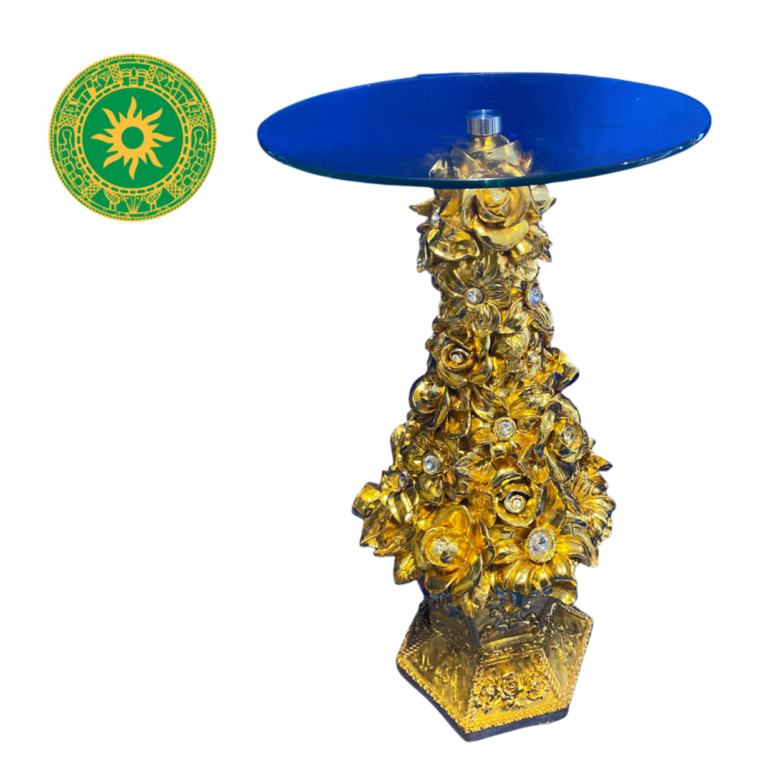 Pedestal de flores con cristal