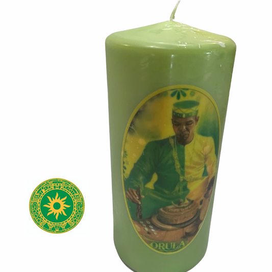 CANDLE WITH ORULA IMAGE 9"