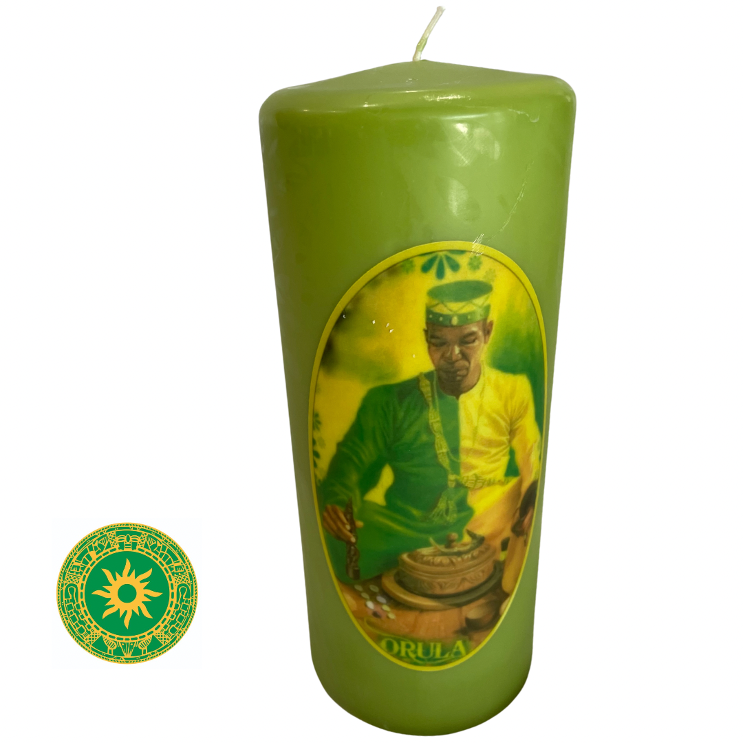 CANDLE WITH ORULA IMAGE 8"