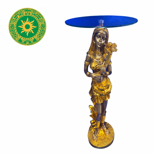 WOMAN PEDESTAL WITH GLASS 41"