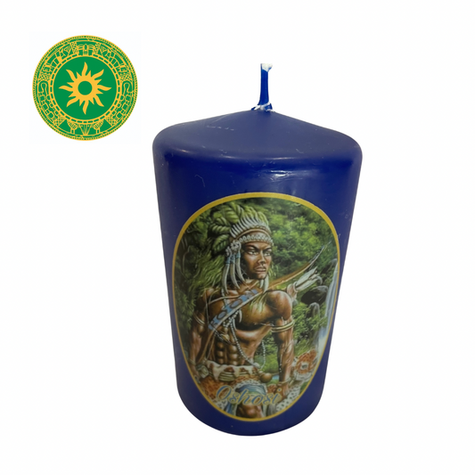 CANDLE WITH OSHOSI IMAGE 5"