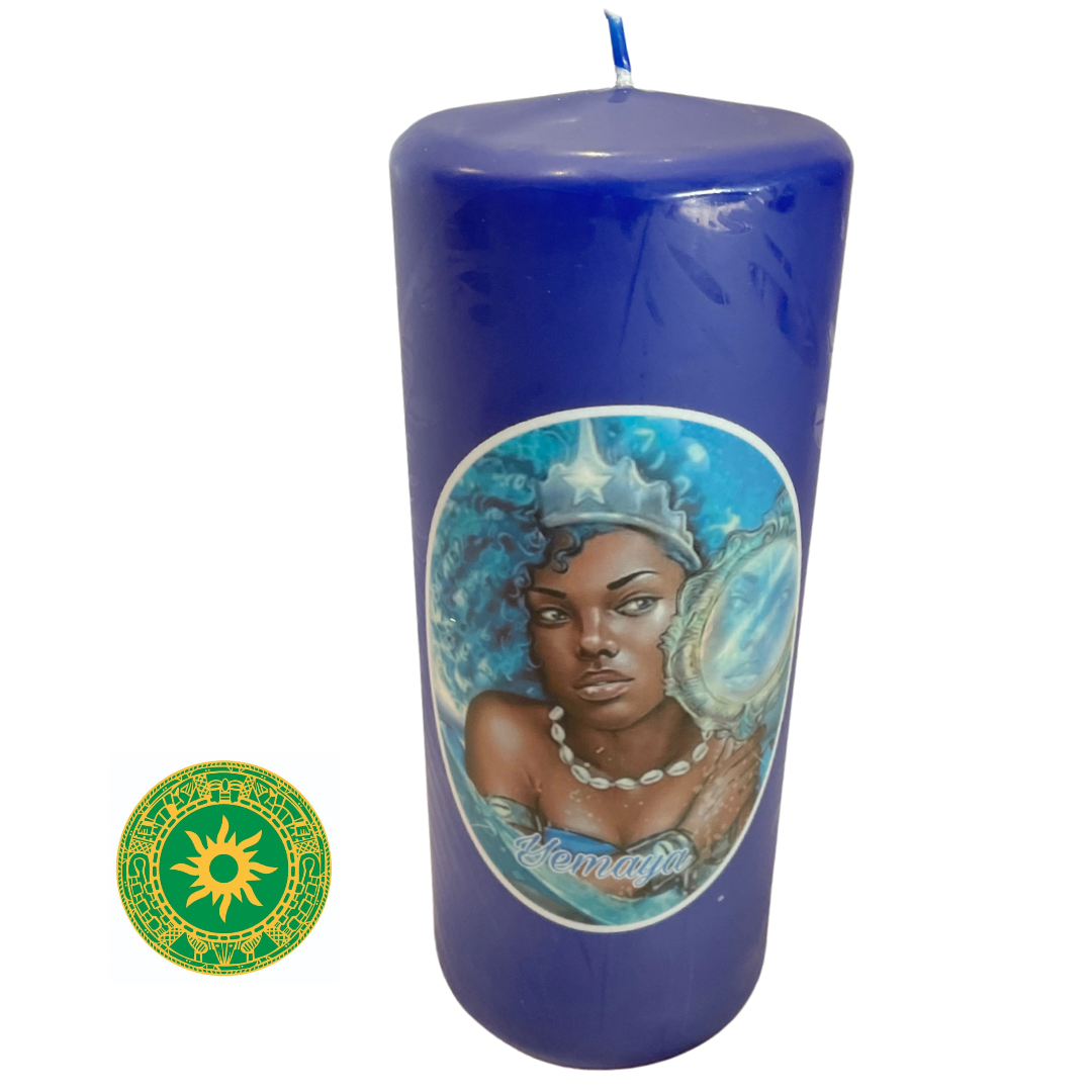 CANDLE WITH YEMAYA IMAGE 9"