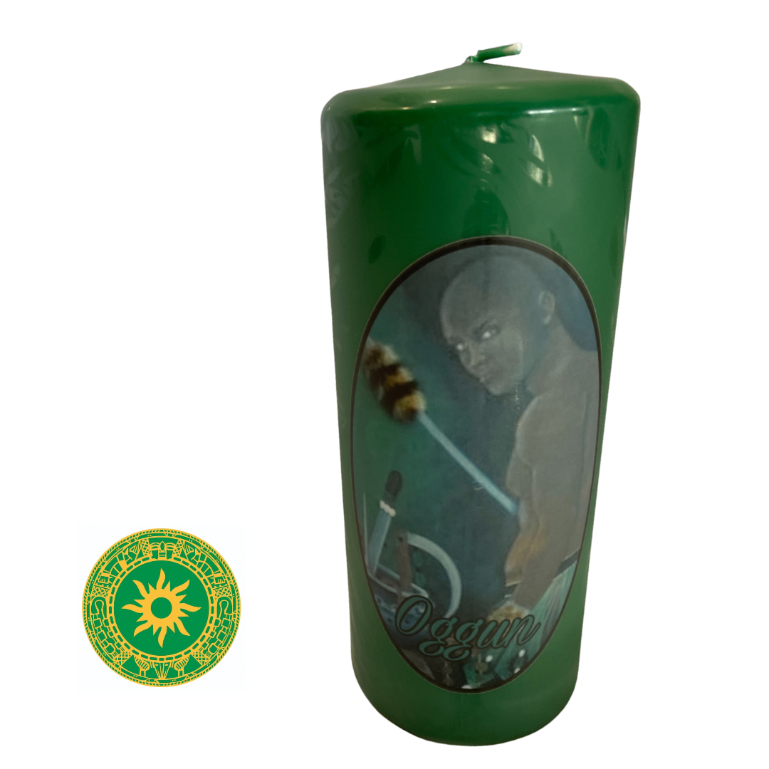 CANDLE WITH OGUN IMAGE 8"
