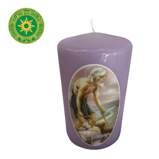 CANDLE WITH SAN LAZARO IMAGE 5"