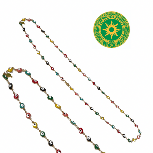 NECKLACE WITH DIFFERENT COLORS EYES