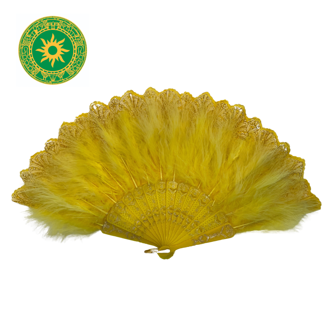 Yellow Fan with Feather - Yellow Fan with Feather