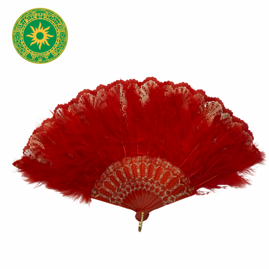 Red Fan with Feathers - Red Fan with Feathers