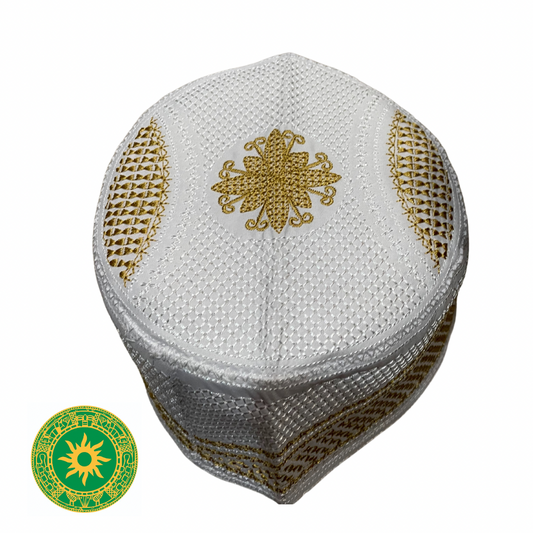 GORRO BLANCO Y DORADO