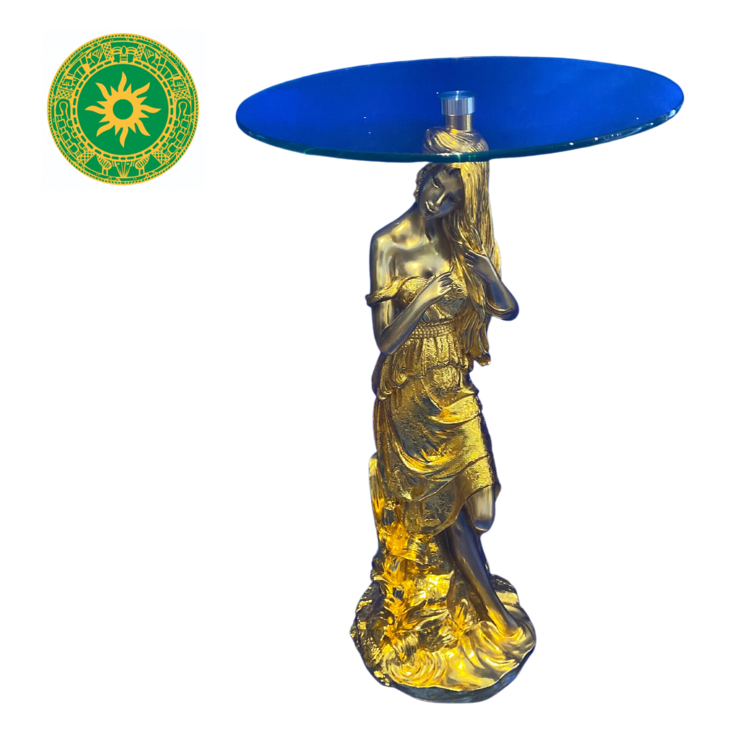 Pedestal de Cristal Dorado de Mujer con Cristal
