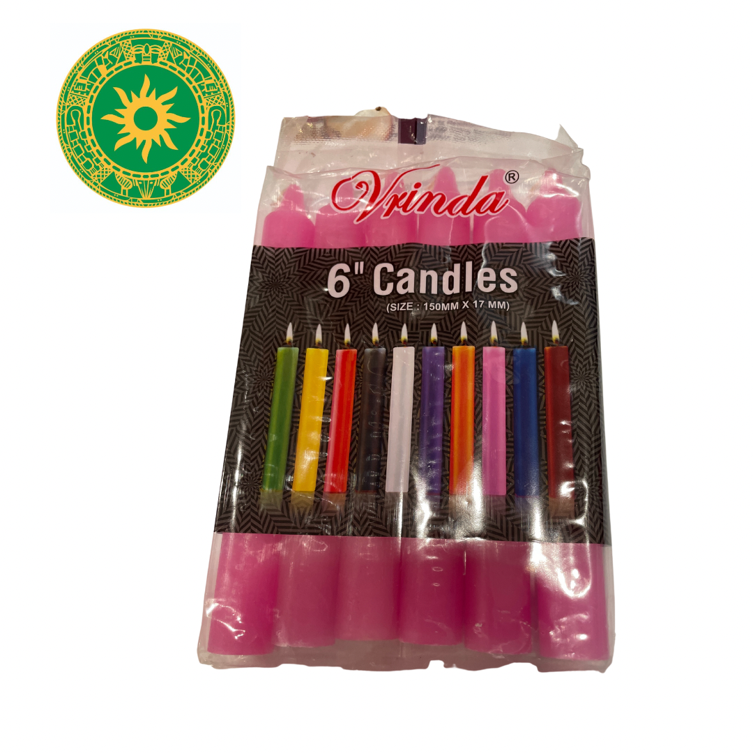 PACKAGE OF 6" CANDLES OF ALL COLORS
