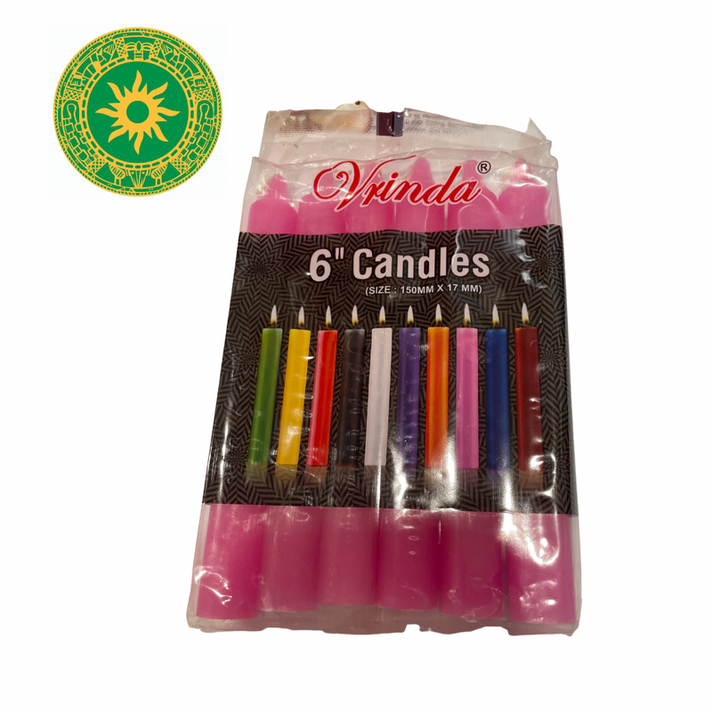 PAQUETE DE VELAS 6" DE TODOS LOS COLORES
