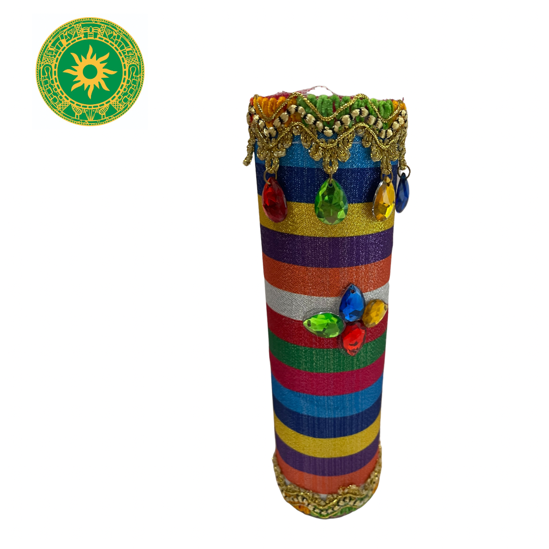 VELAS DE 8” HERMOSAMENTE DECORADAS PARA LOS SANTOS