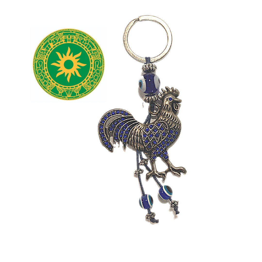 EYE KEY RING WITH ROOSTER ORNAMENT