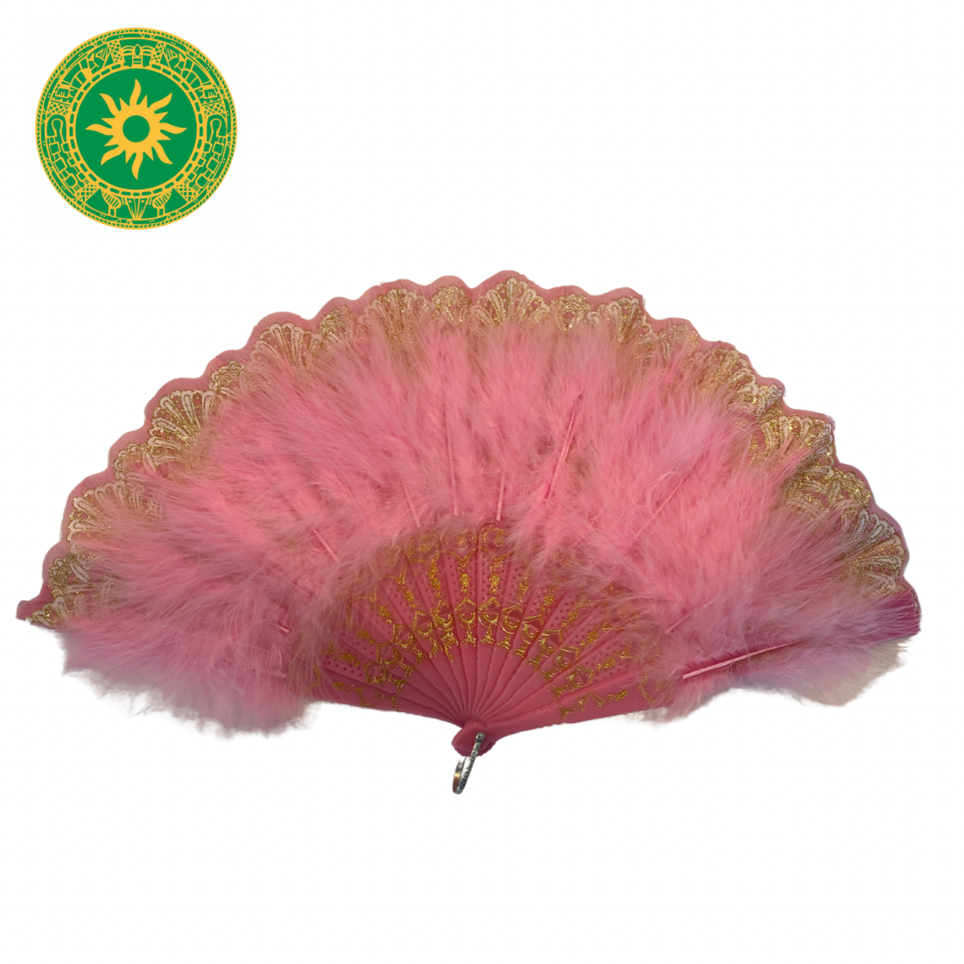 Abanico Rosado con Pluma