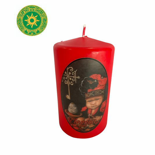 CANDLE WITH ELEGUA IMAGE 5"