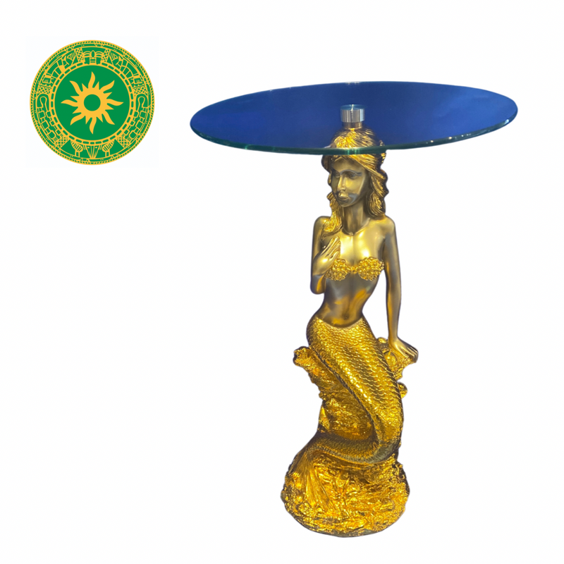 Pedestal Sirena Dorado con Cristal