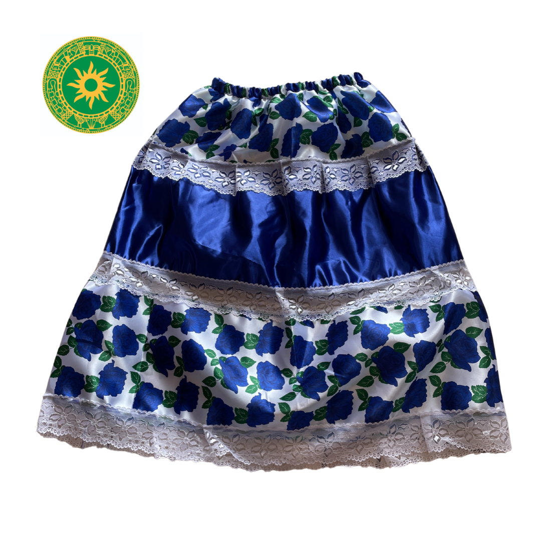 SAYA AZUL CON FLORES HORIZONTAL