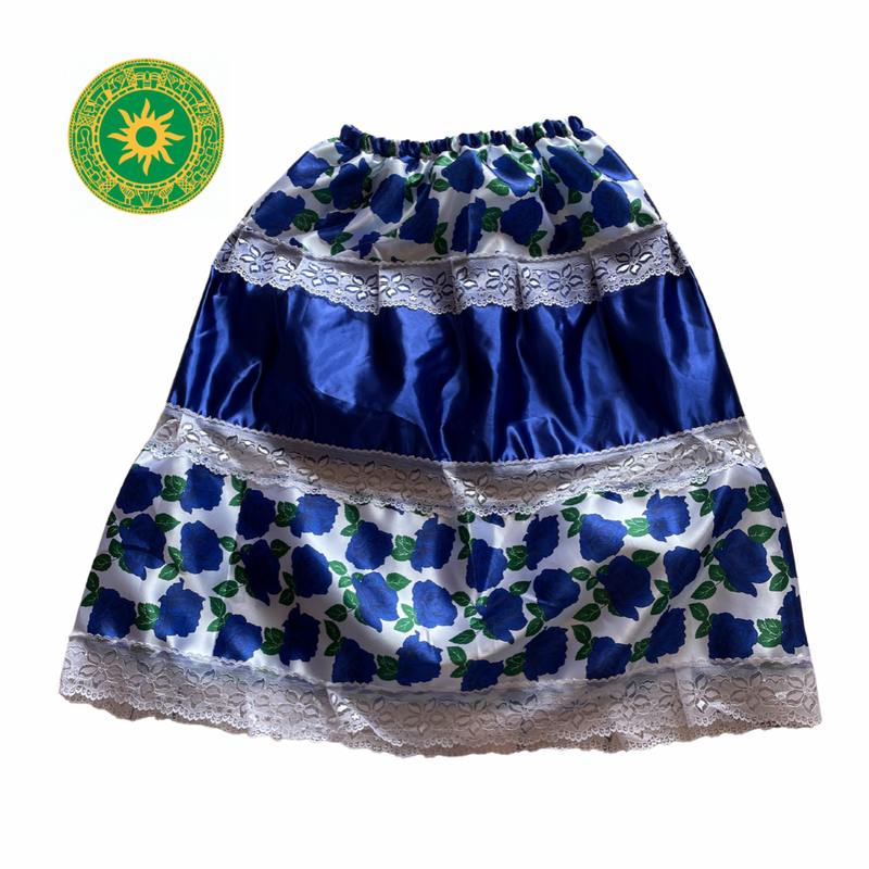 SAYA AZUL CON FLORES HORIZONTAL