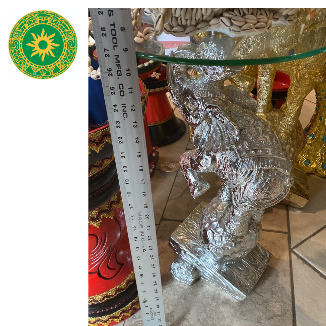 GLASS PEDESTAL WITH ELEPHANT